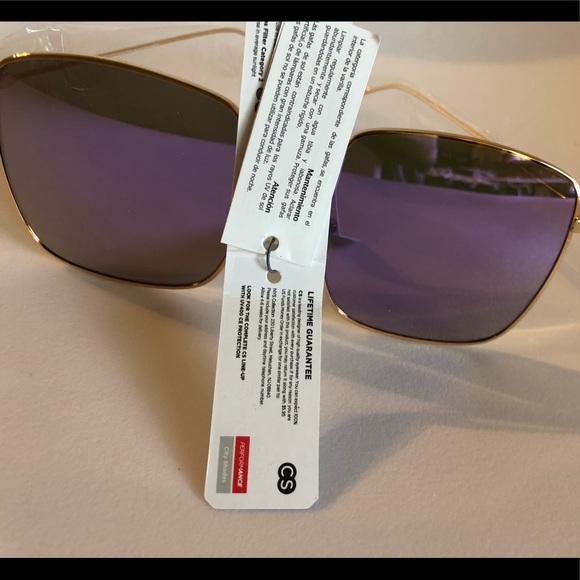 Oversized Square Rose gold thin mirror sunglasses - Picture 4 of 7